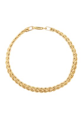Belk & Co Triple Rows Hollow Rope Chain Bracelet in 10K Yellow Gold, 7.75 in