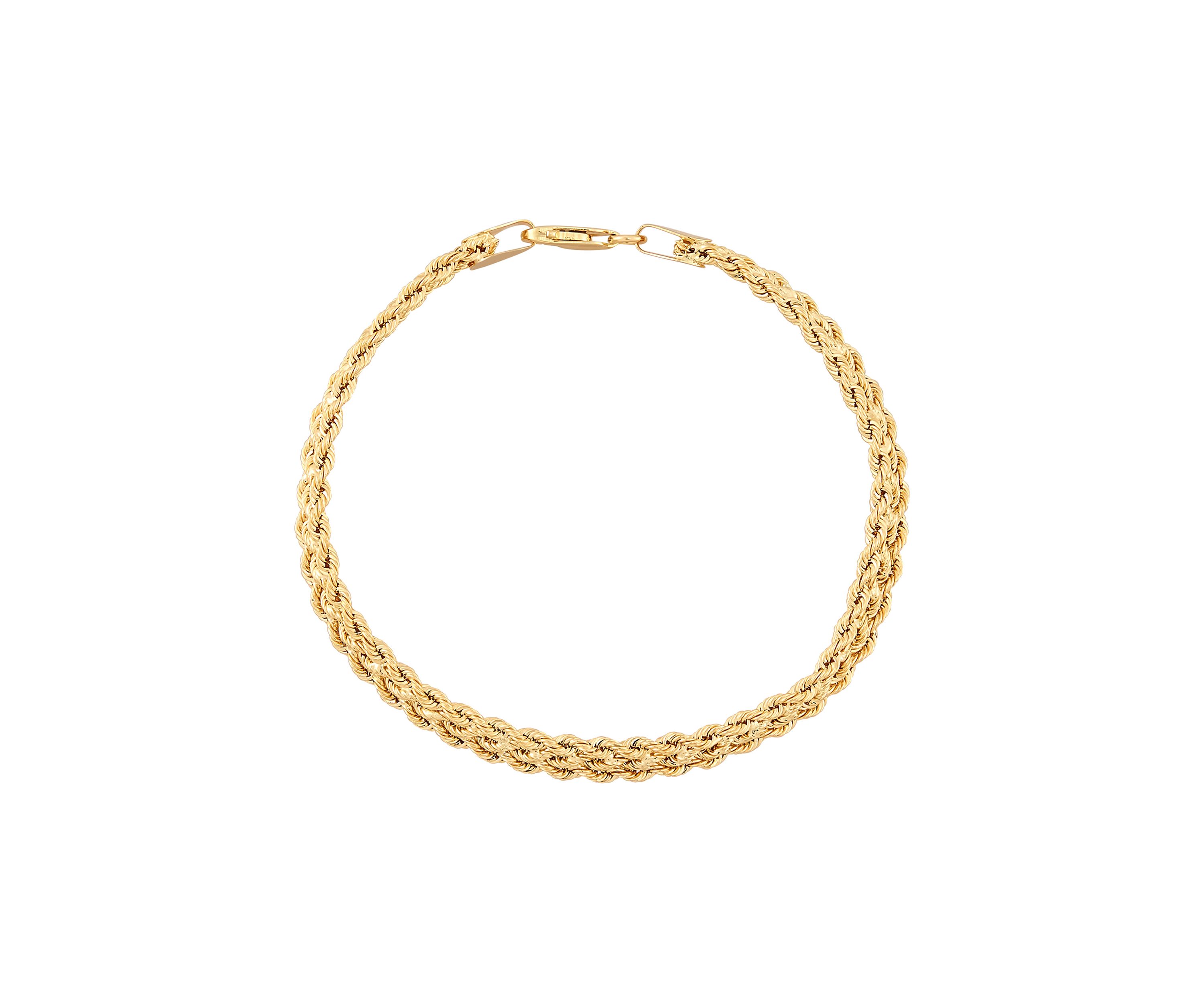 Triple Rows Hollow Rope Chain Bracelet in 10K Yellow Gold