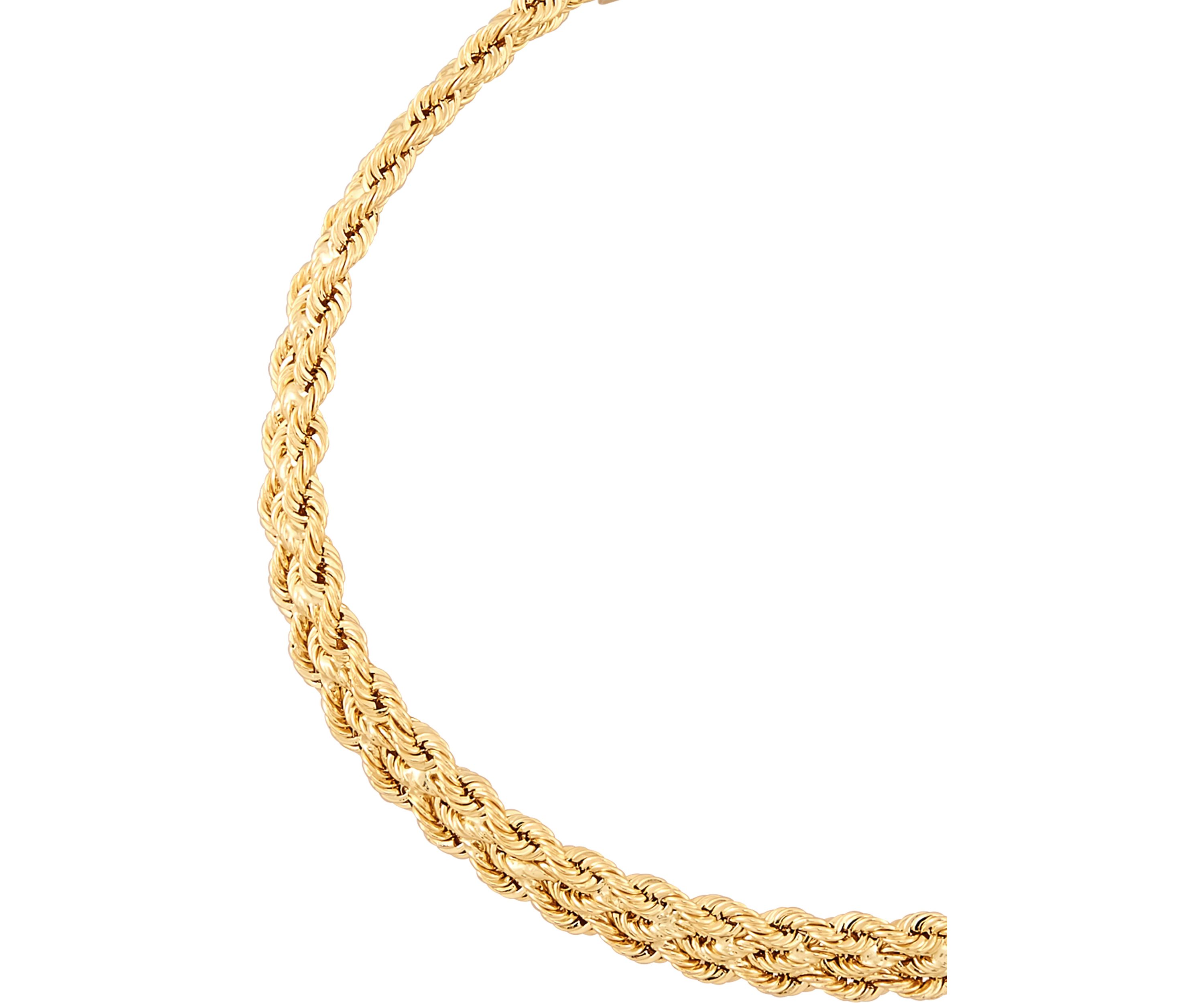 Triple Rows Hollow Rope Chain Bracelet in 10K Yellow Gold
