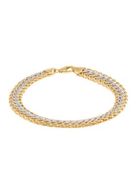 Belk & Co Hollw Intertwined Links Bracelet in 10K Yellow and White Gold