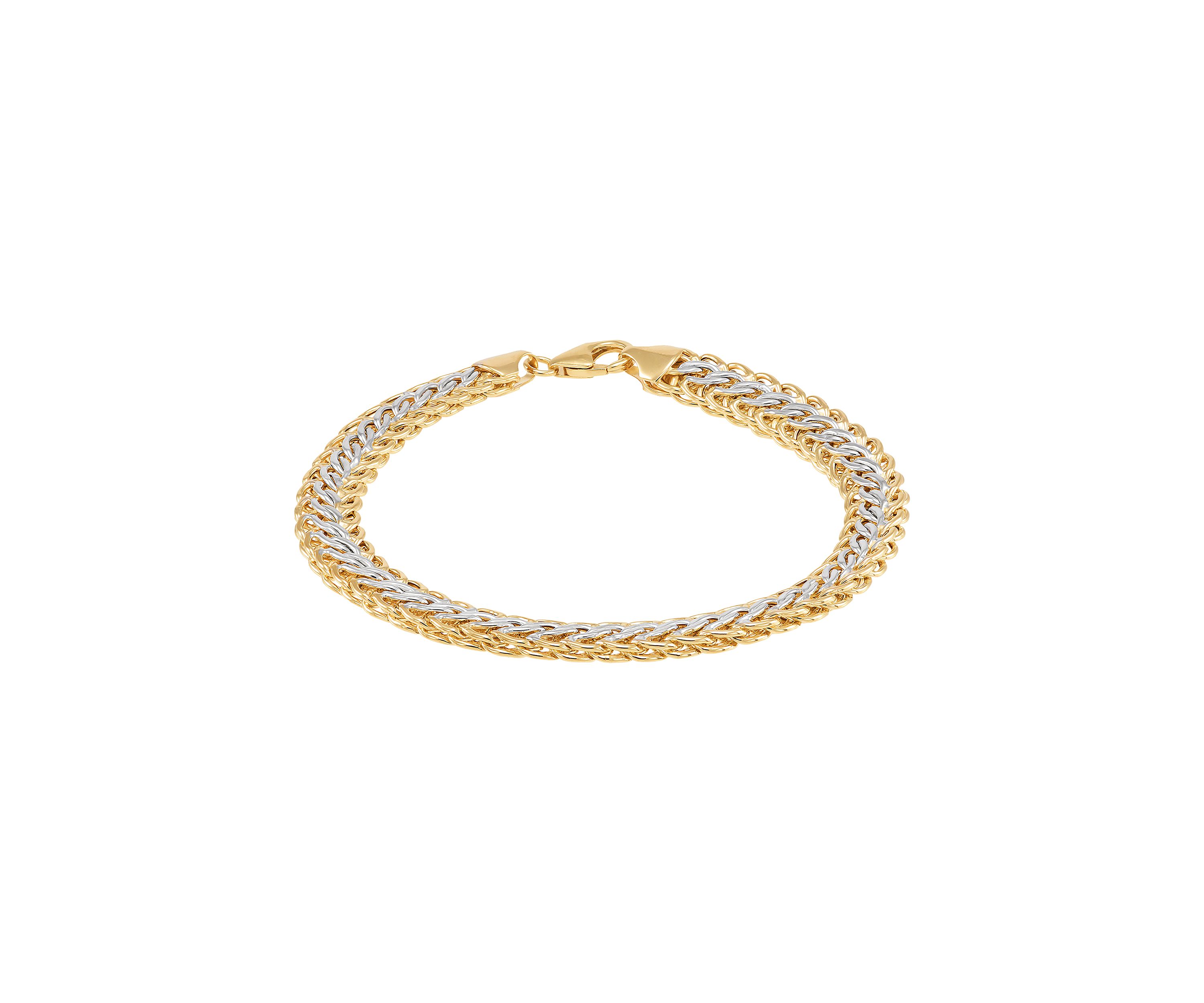 Hollw Intertwined Links Bracelet in 10K Yellow and White Gold