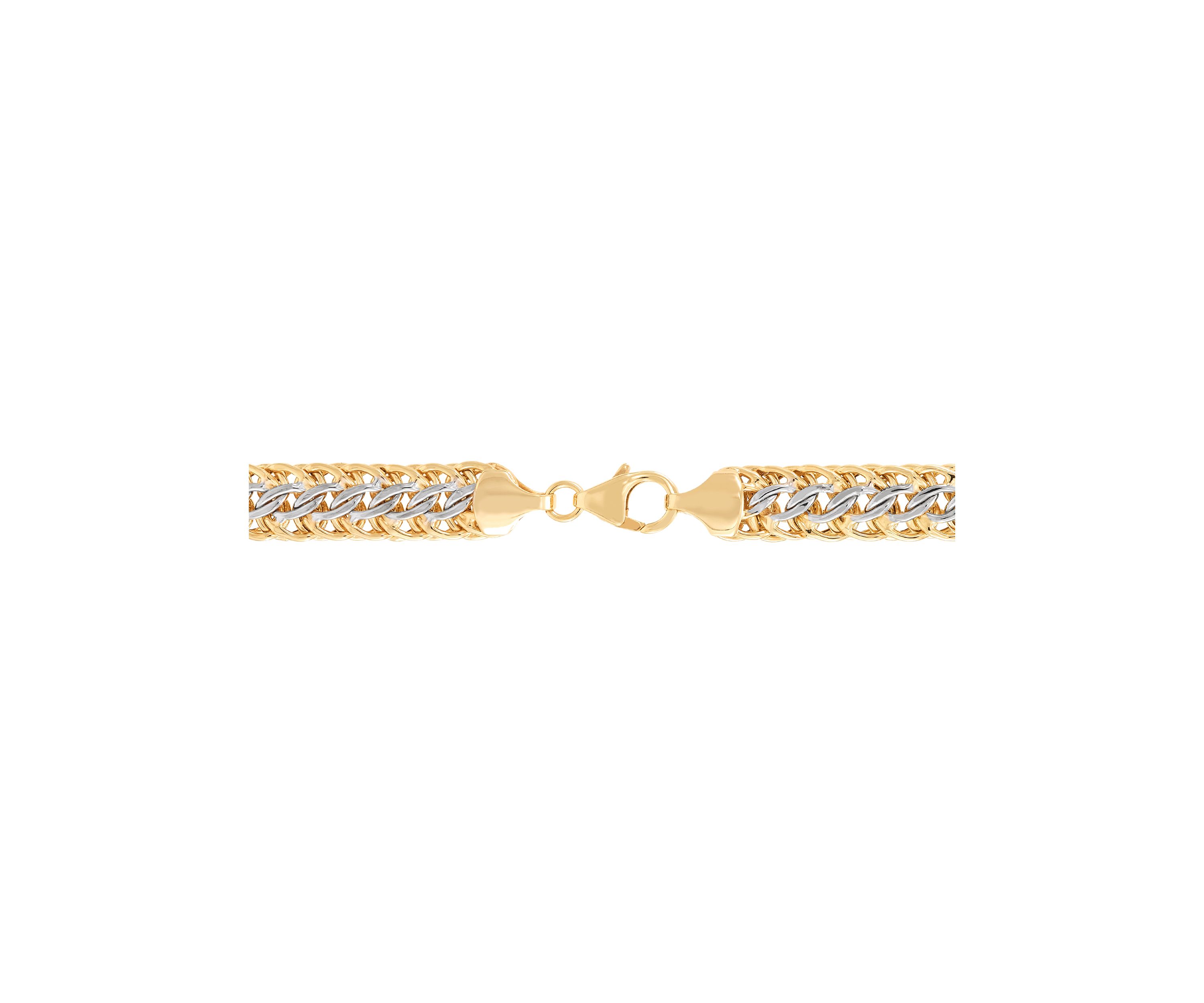 Hollw Intertwined Links Bracelet in 10K Yellow and White Gold
