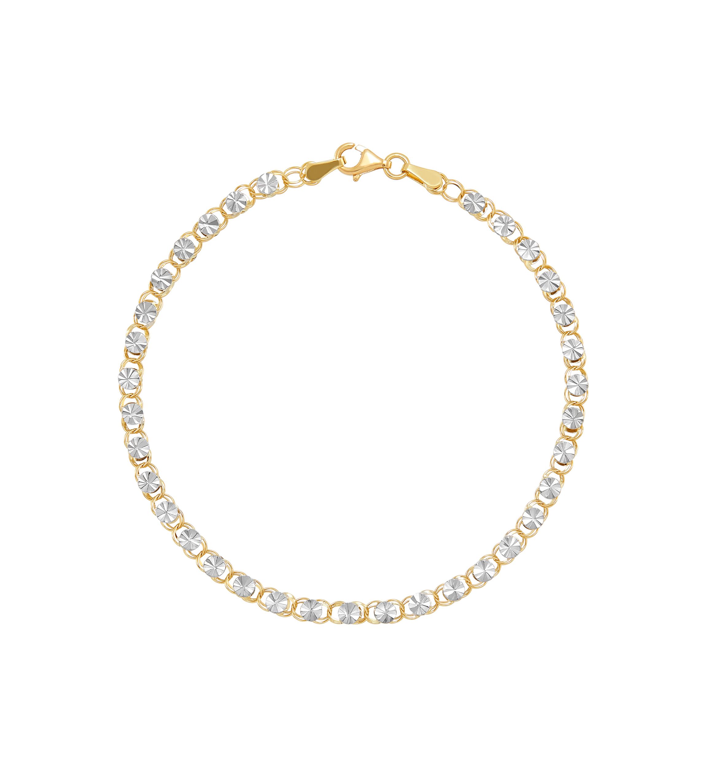 Oval Links Bracelet in 10K Yellow and White Gold