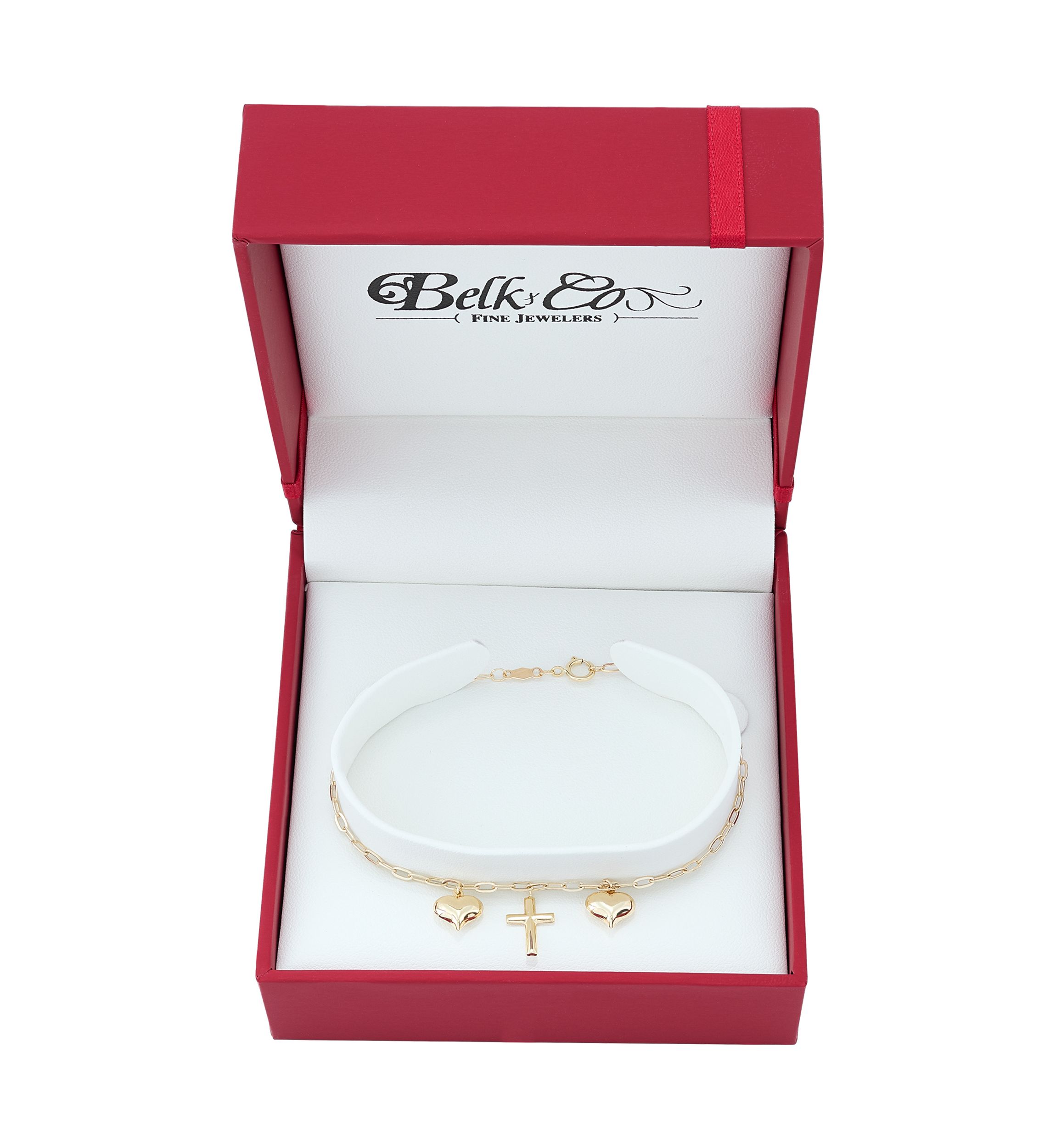 Heart and Cross Bracelet in 10K Yellow Gold