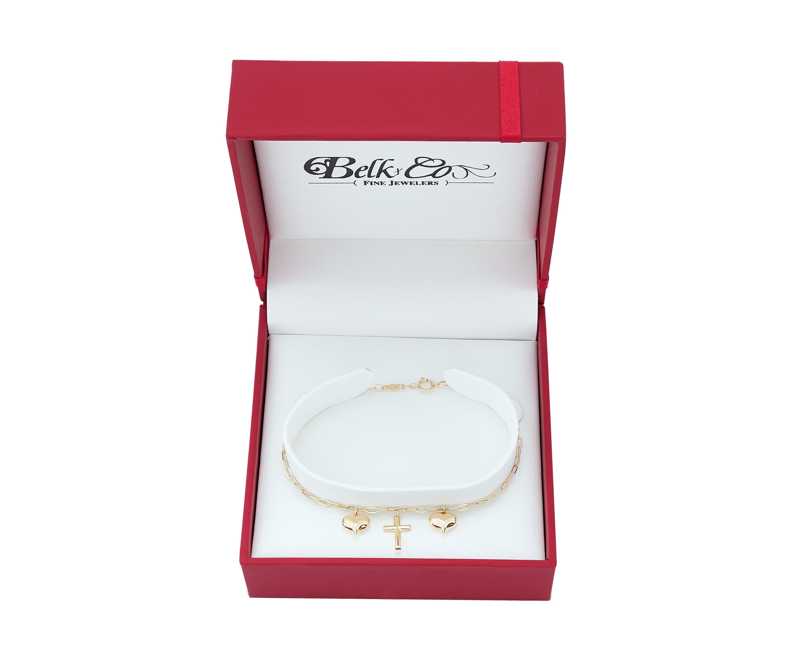 Heart and Cross Bracelet in 10K Yellow Gold
