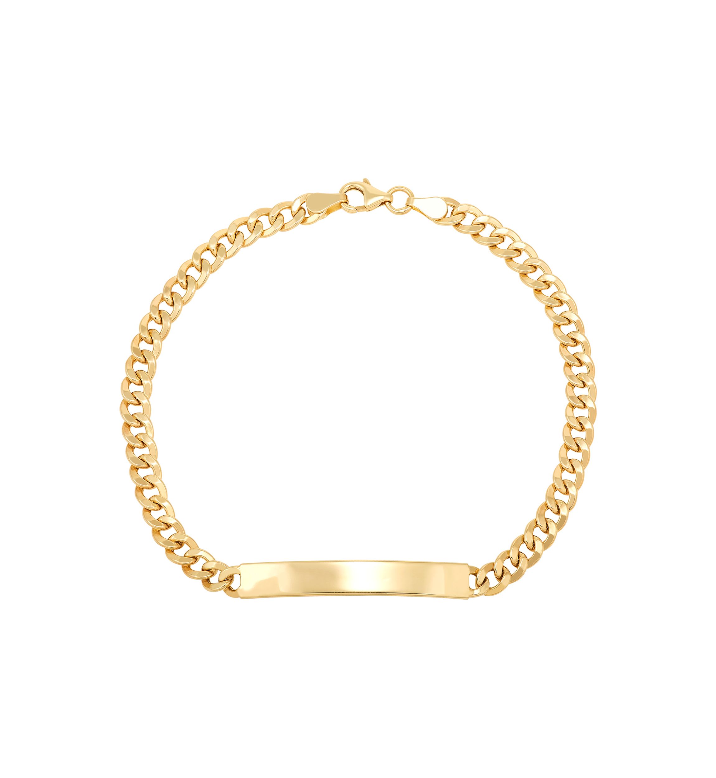 Curved Bar on Curb Chain Bracelet in 10K Yellow Gold