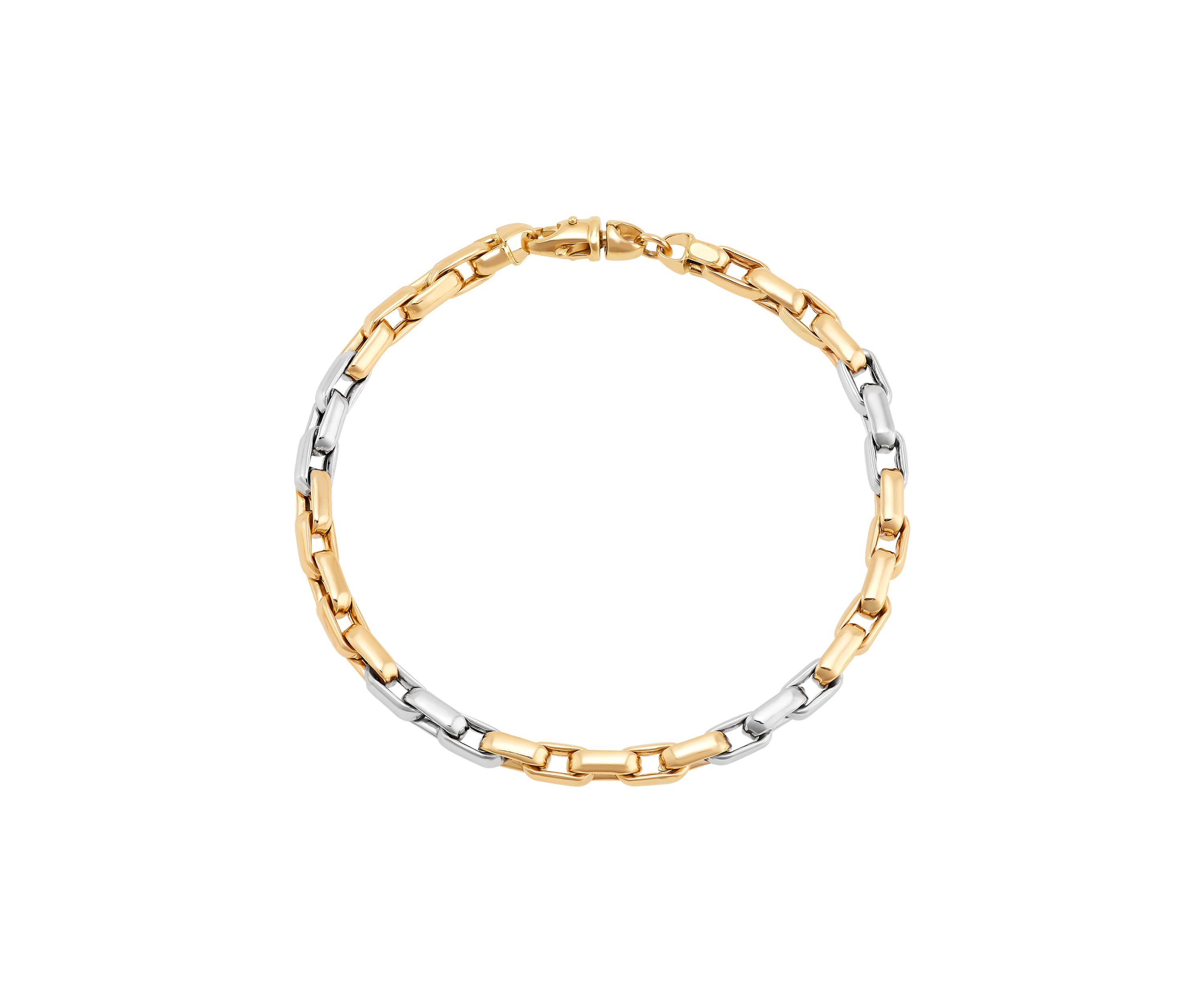 Hollow Oval Links Bracelet in 10K Two-Tone Gold