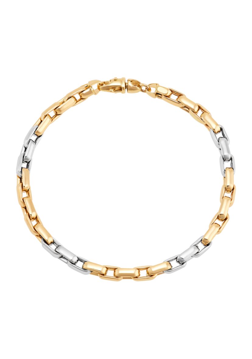 Hollow Oval Links Bracelet in 10K Two-Tone Gold