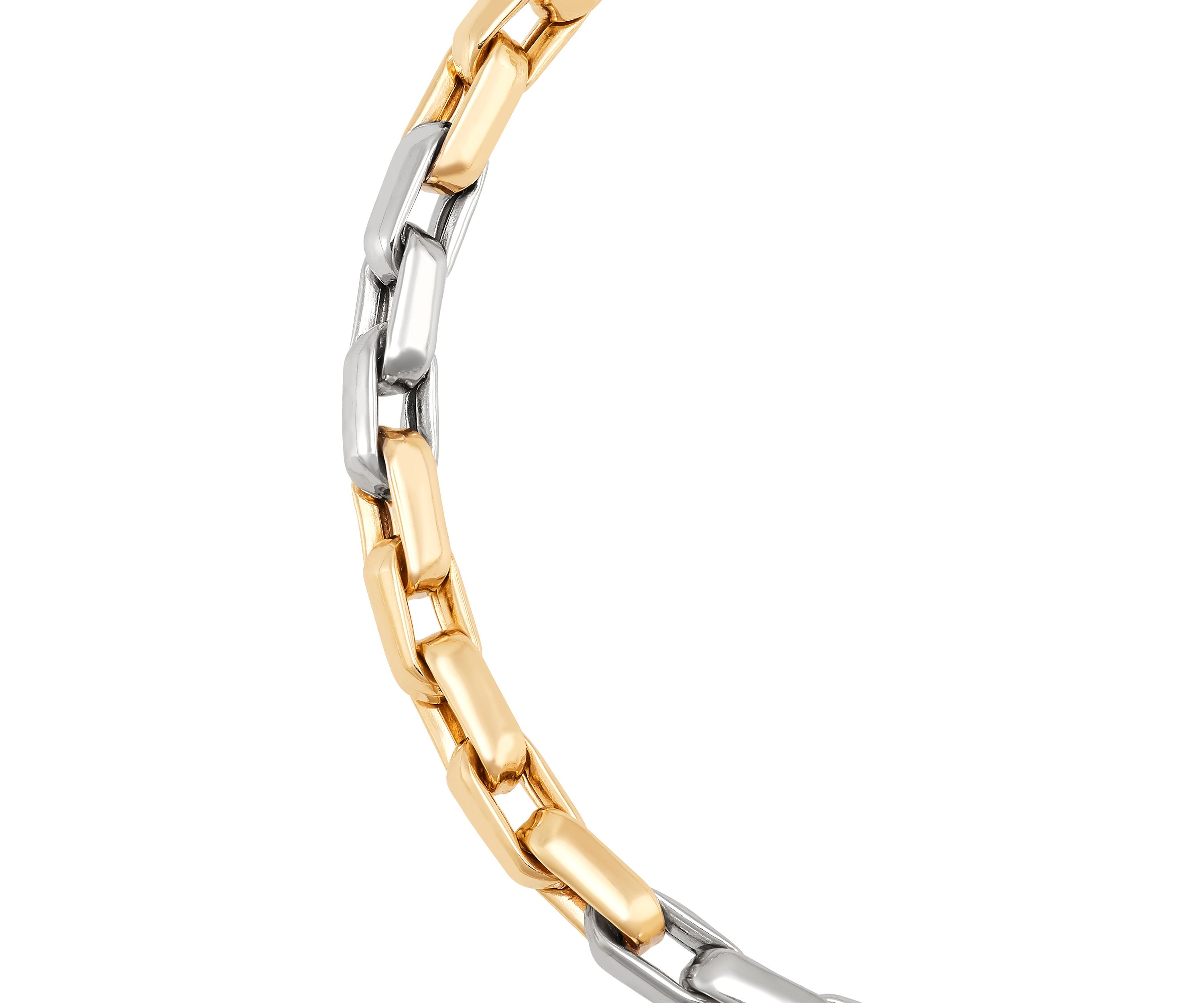 Hollow Oval Links Bracelet in 10K Two-Tone Gold