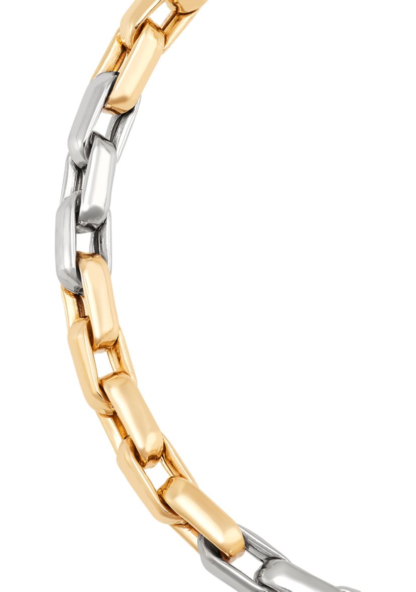 Hollow Oval Links Bracelet in 10K Two-Tone Gold