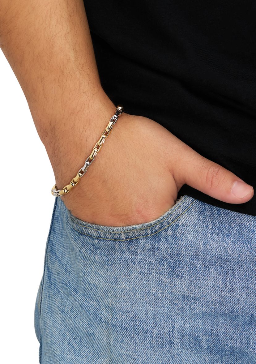 Hollow Oval Links Bracelet in 10K Two-Tone Gold