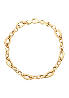 Belk & Co Rolo and Oval Link Bracelet in 10K Yellow Gold, 7.25