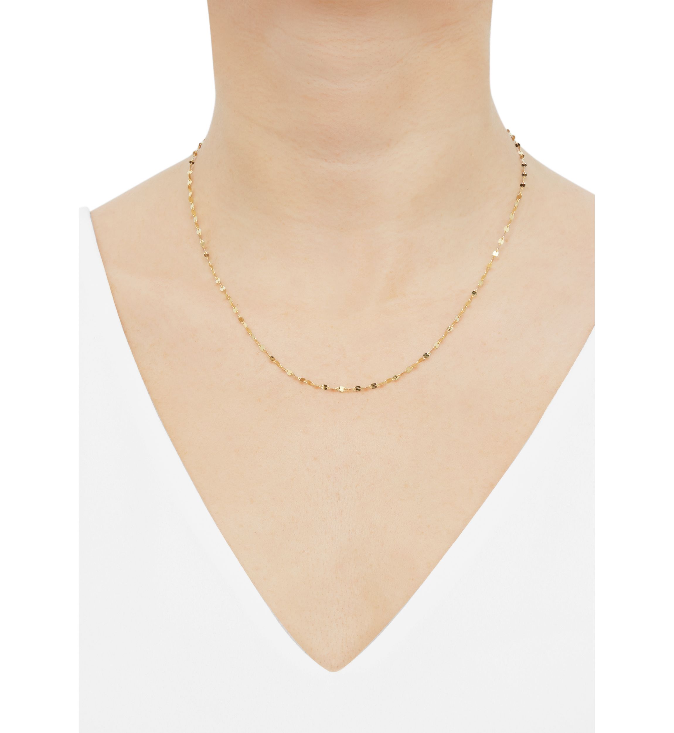 Flower Mirror Chain Necklace in 10K Yellow Gold