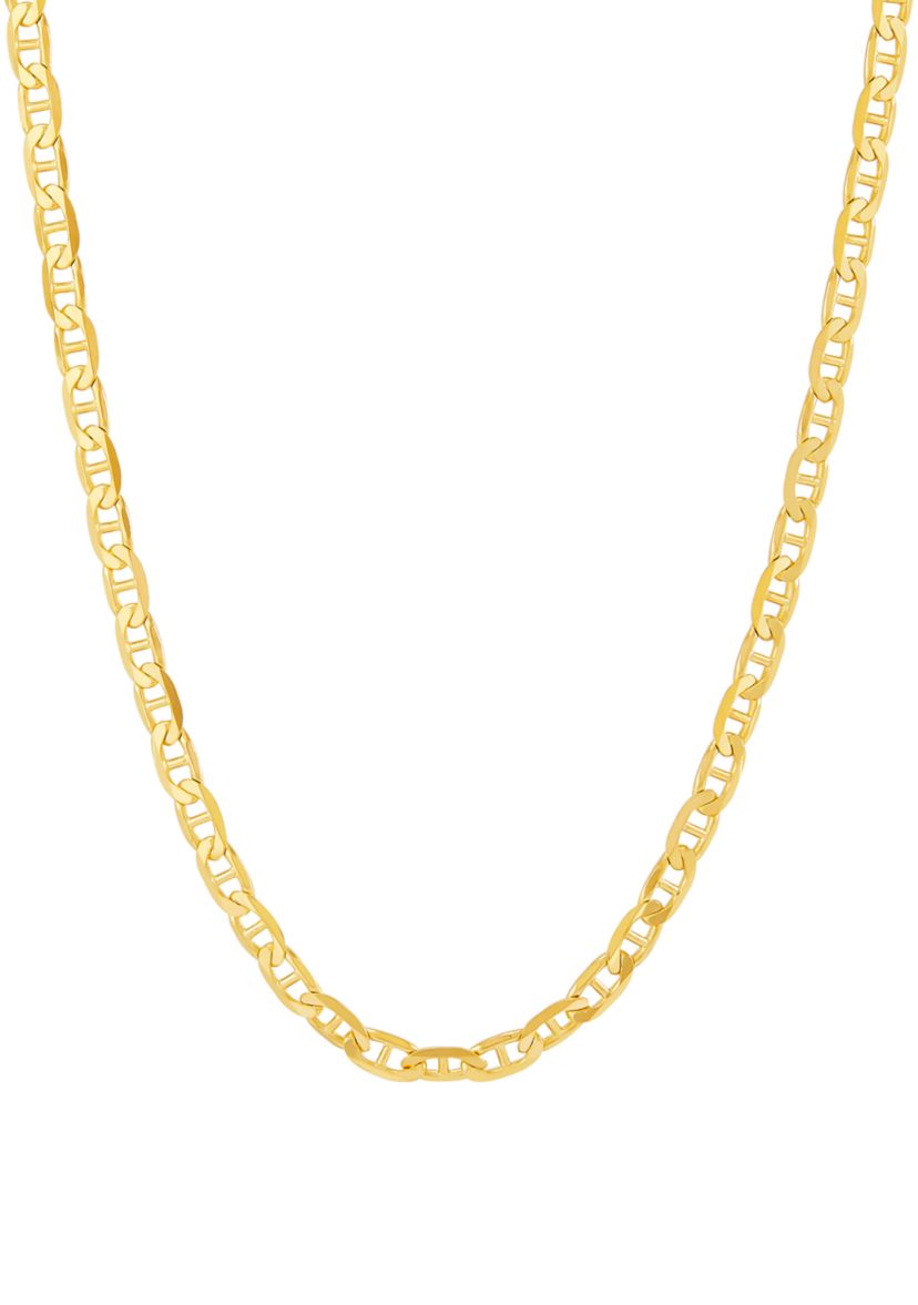 Solid Beveled Mariner Chain Necklace in 10K Yellow Gold