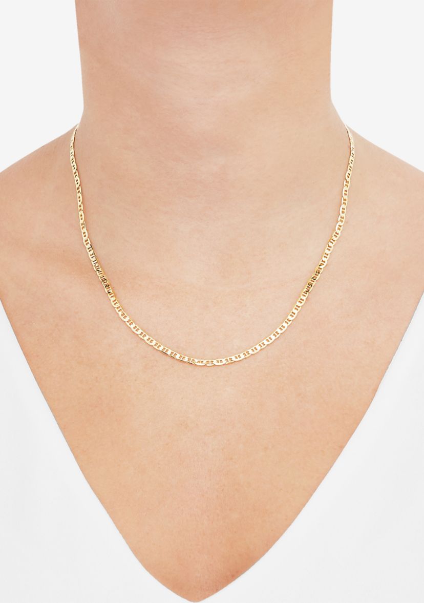 Solid Beveled Mariner Chain Necklace in 10K Yellow Gold