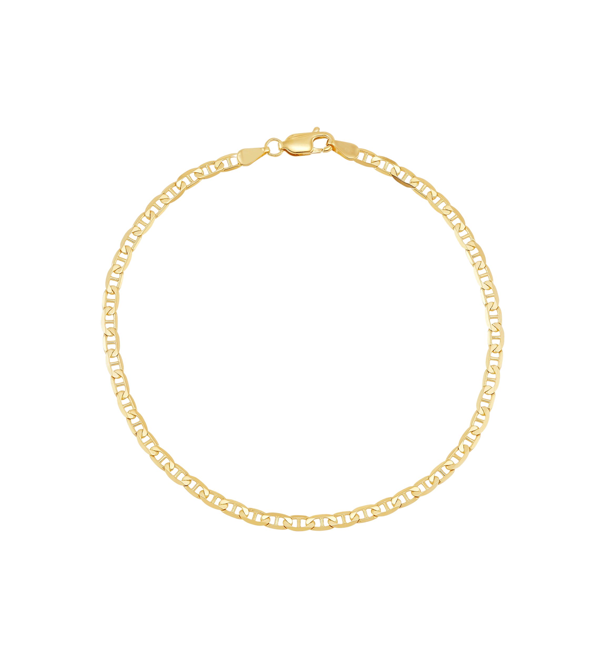 Solid Beveled Mariner Bracelet in 10K Yellow Gold