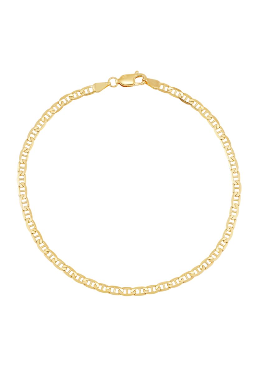 Solid Beveled Mariner Bracelet in 10K Yellow Gold