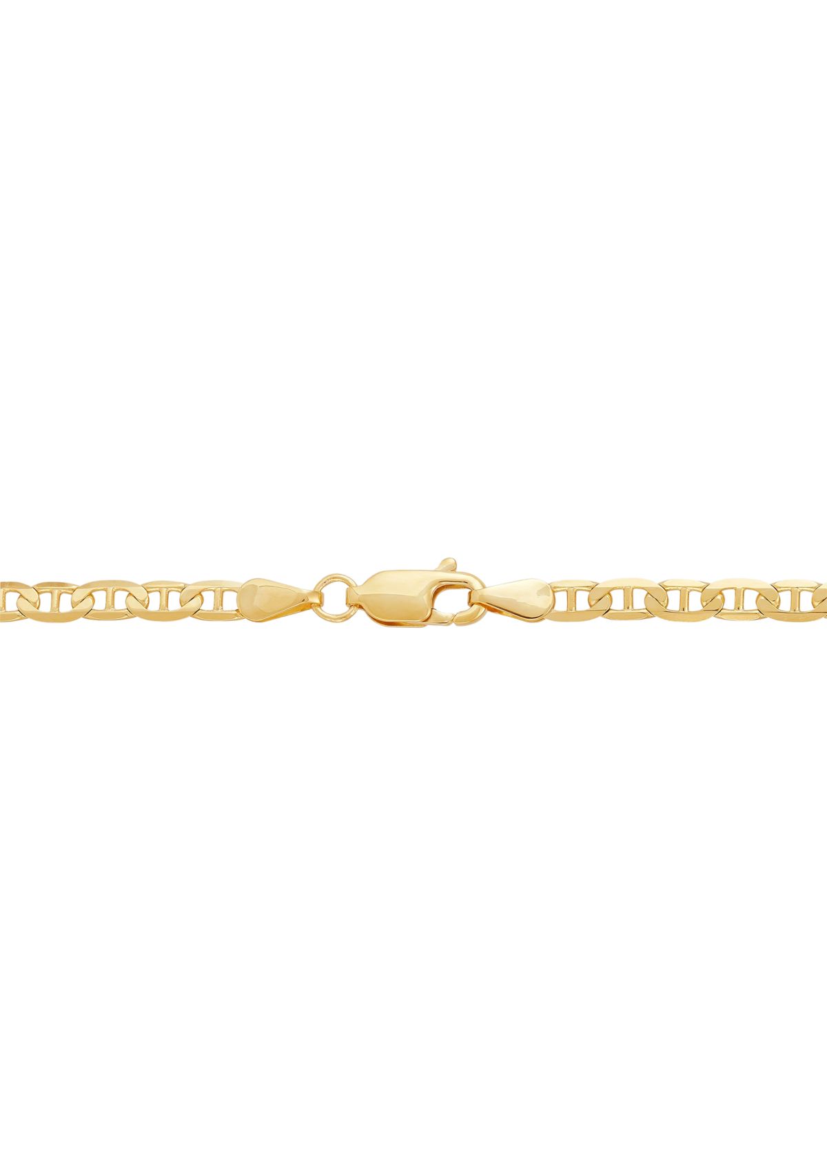 Solid Beveled Mariner Bracelet in 10K Yellow Gold