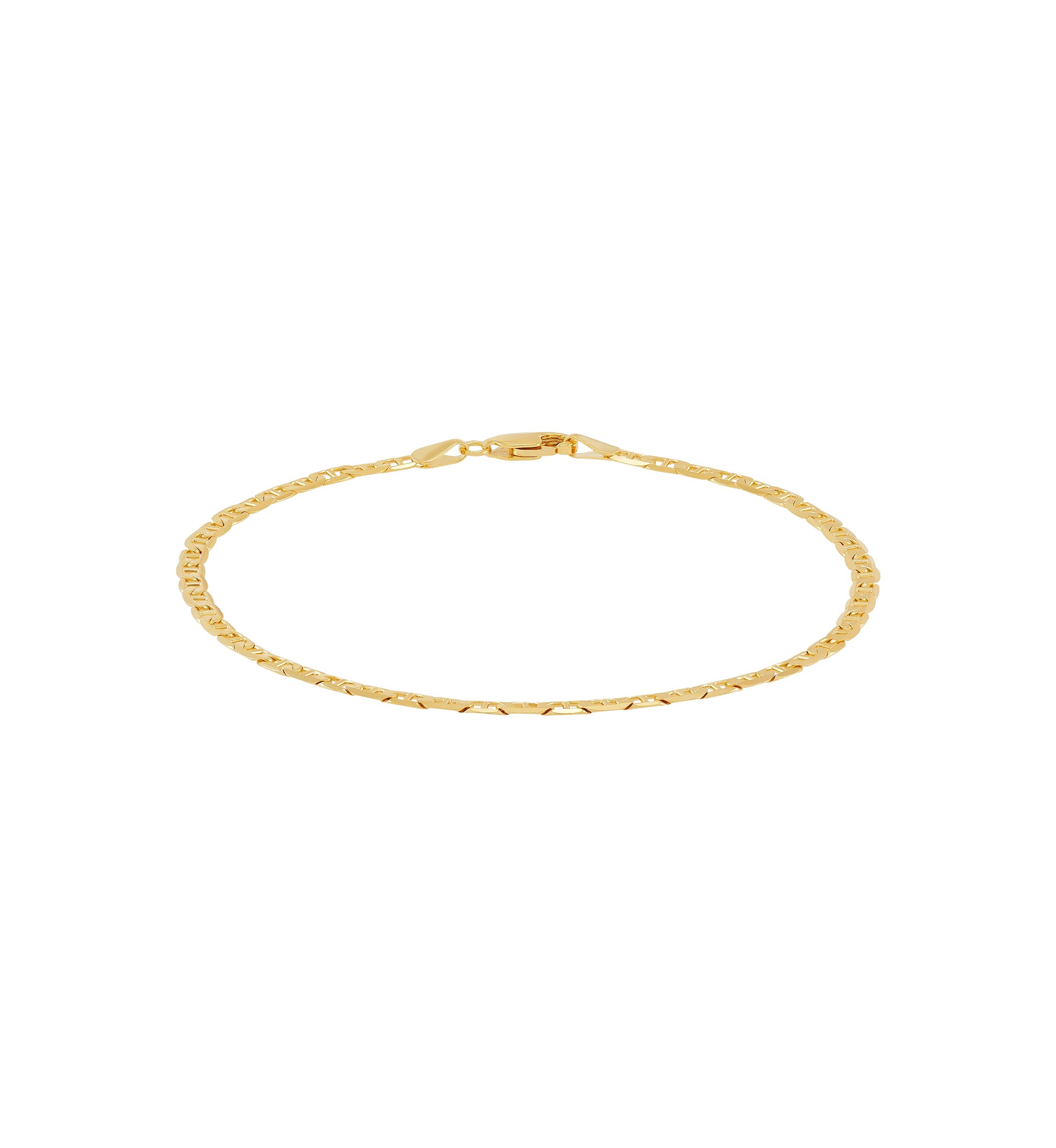 Solid Beveled Mariner Bracelet in 10K Yellow Gold