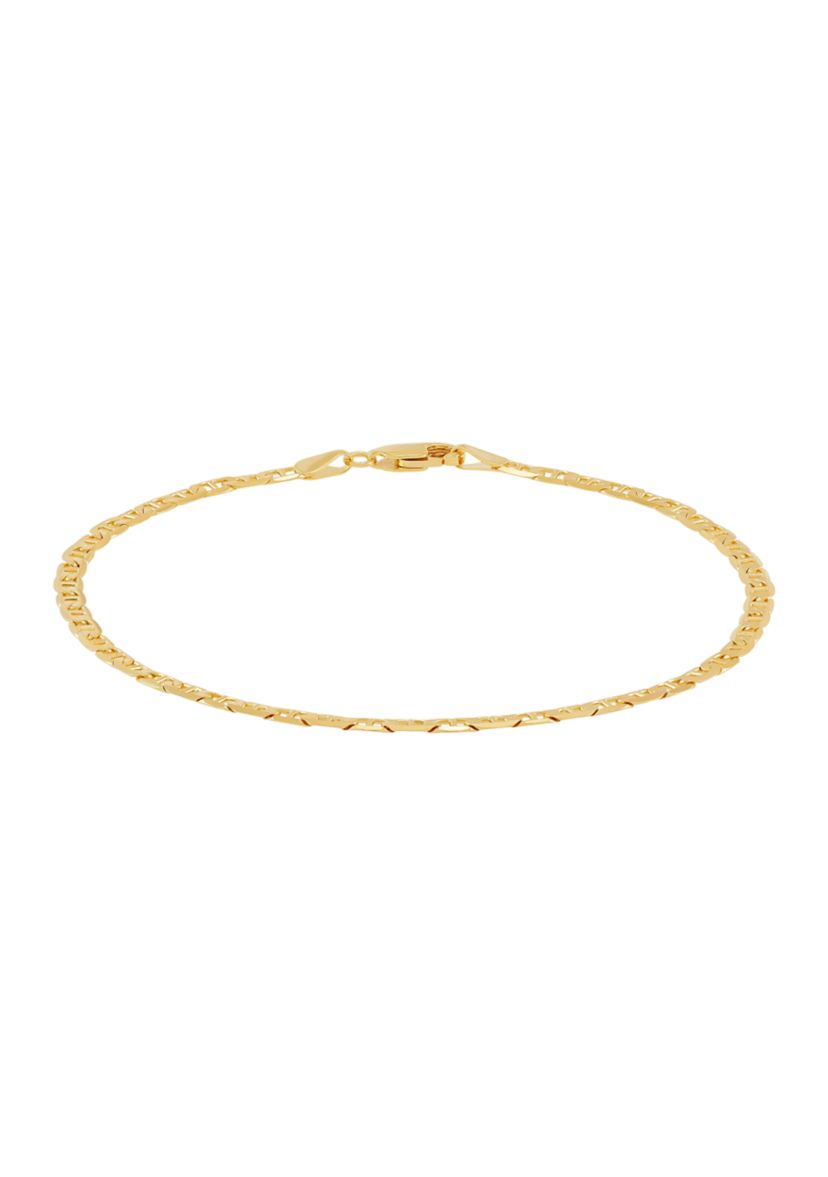Solid Beveled Mariner Bracelet in 10K Yellow Gold