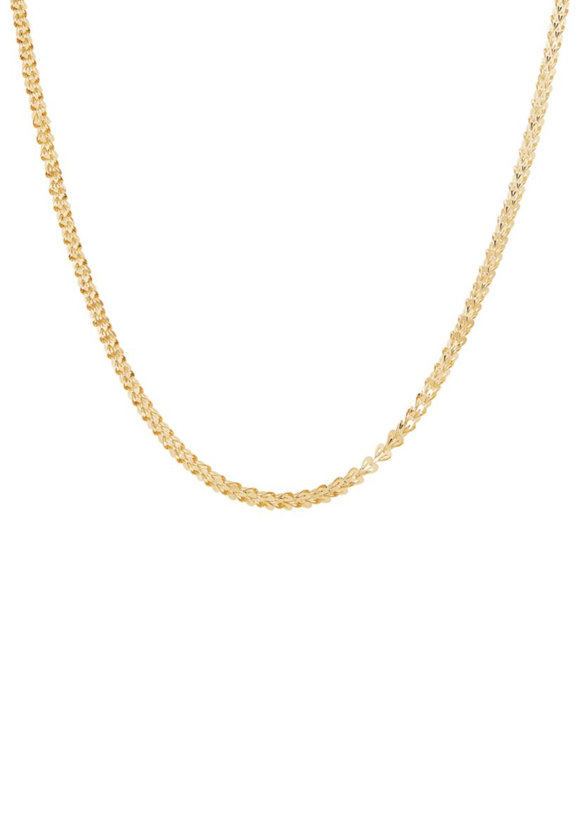 Solid Foldover Heart Chain in 10K Yellow Gold
