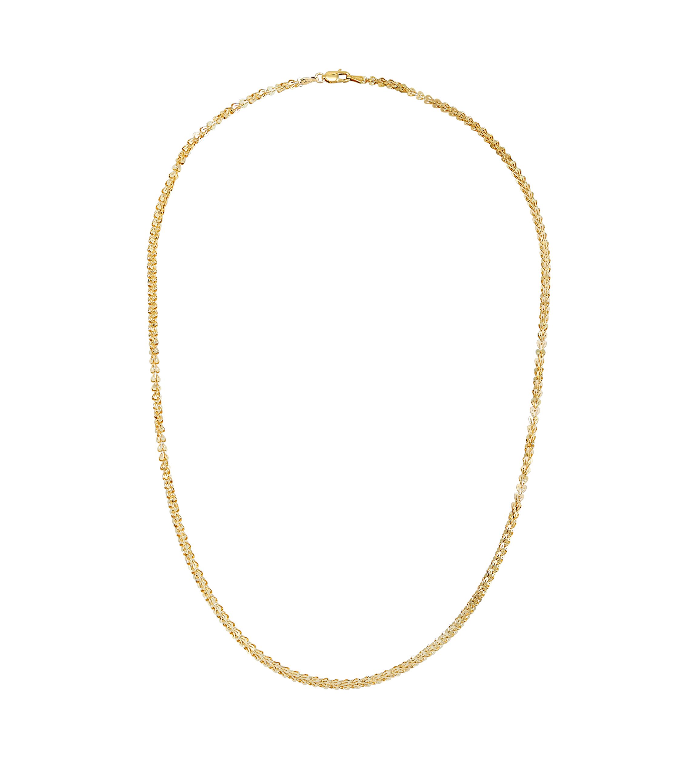 Solid Foldover Heart Chain in 10K Yellow Gold