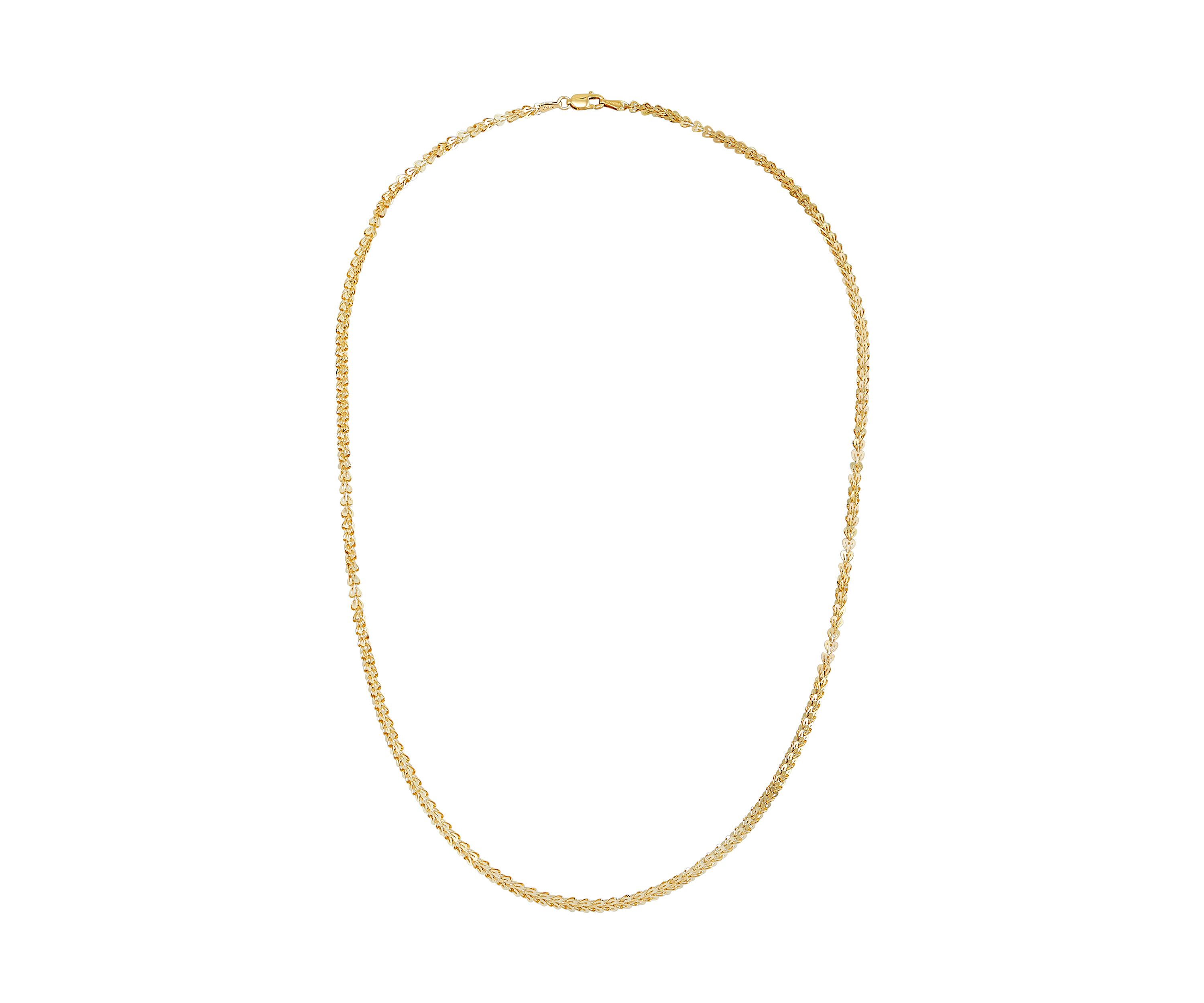 Solid Foldover Heart Chain in 10K Yellow Gold