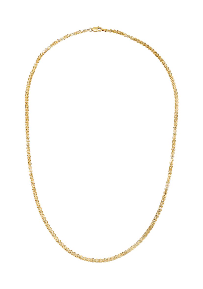 Solid Foldover Heart Chain in 10K Yellow Gold