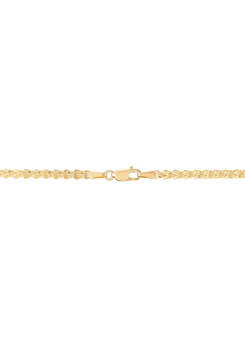Solid Foldover Heart Chain in 10K Yellow Gold
