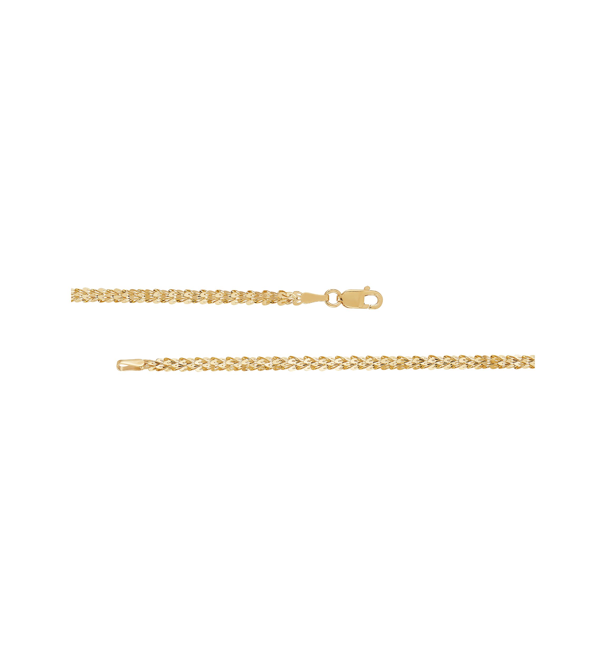 Solid Foldover Heart Chain in 10K Yellow Gold