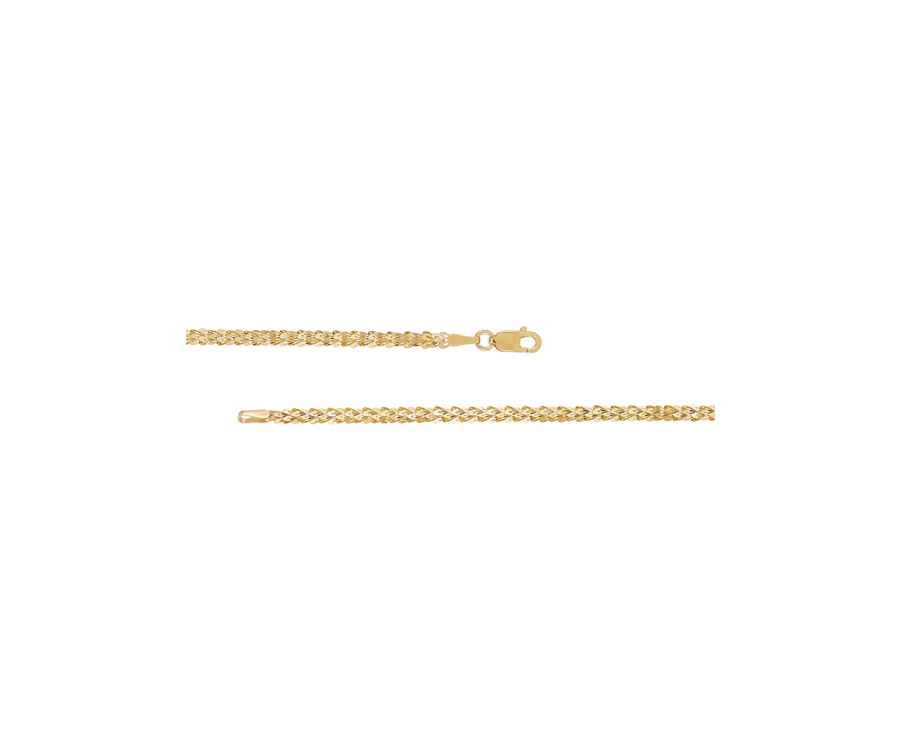 Solid Foldover Heart Chain in 10K Yellow Gold