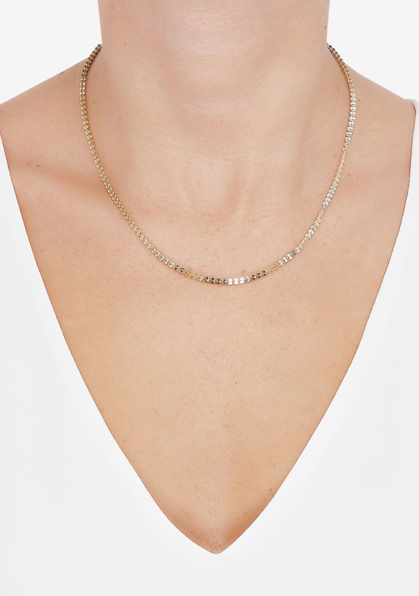 Solid Foldover Heart Chain in 10K Yellow Gold