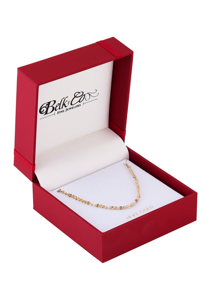 Solid Foldover Heart Chain in 10K Yellow Gold