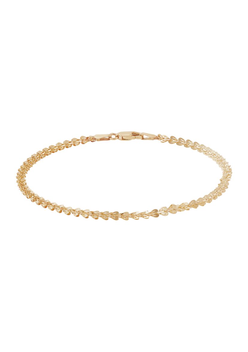 Solid Foldover Heart Bracelet in 10K Yellow Gold