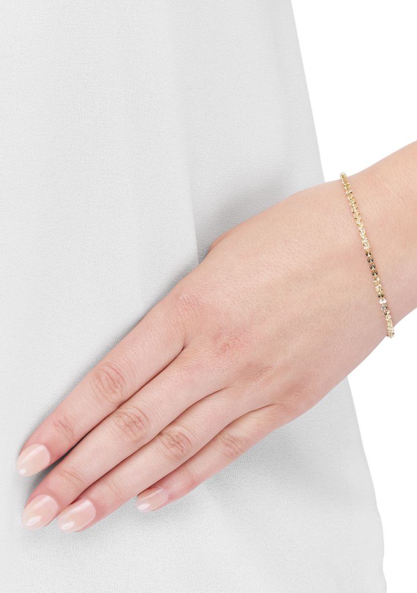 Solid Foldover Heart Bracelet in 10K Yellow Gold