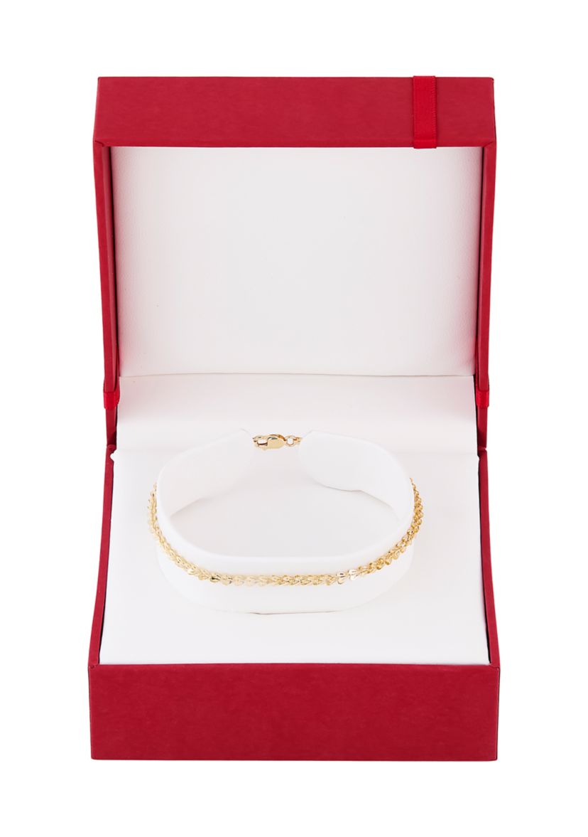 Solid Foldover Heart Bracelet in 10K Yellow Gold