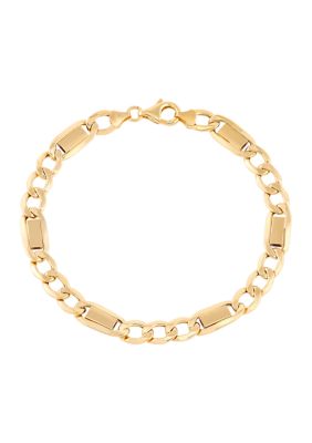 Belk & Co Men's Hollow Figaro Chain with Bar Bracelet in 10K Yellow Gold, 8.5