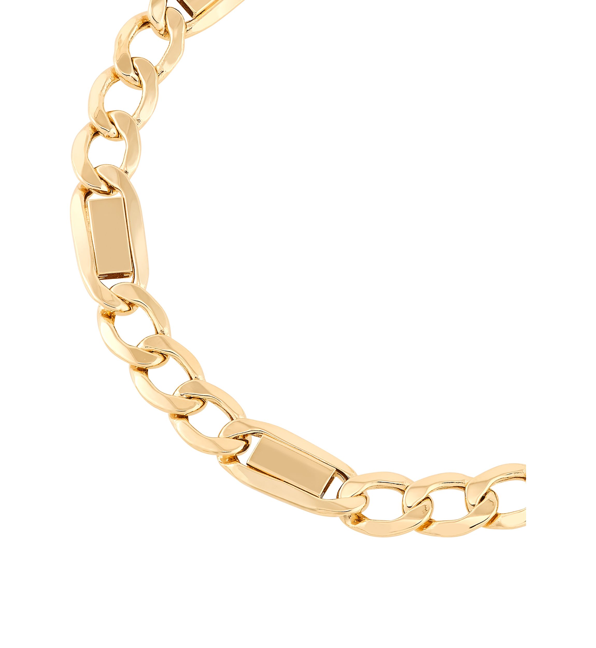 Hollow Figaro Chain with Bar Bracelet in 10K Yellow Gold