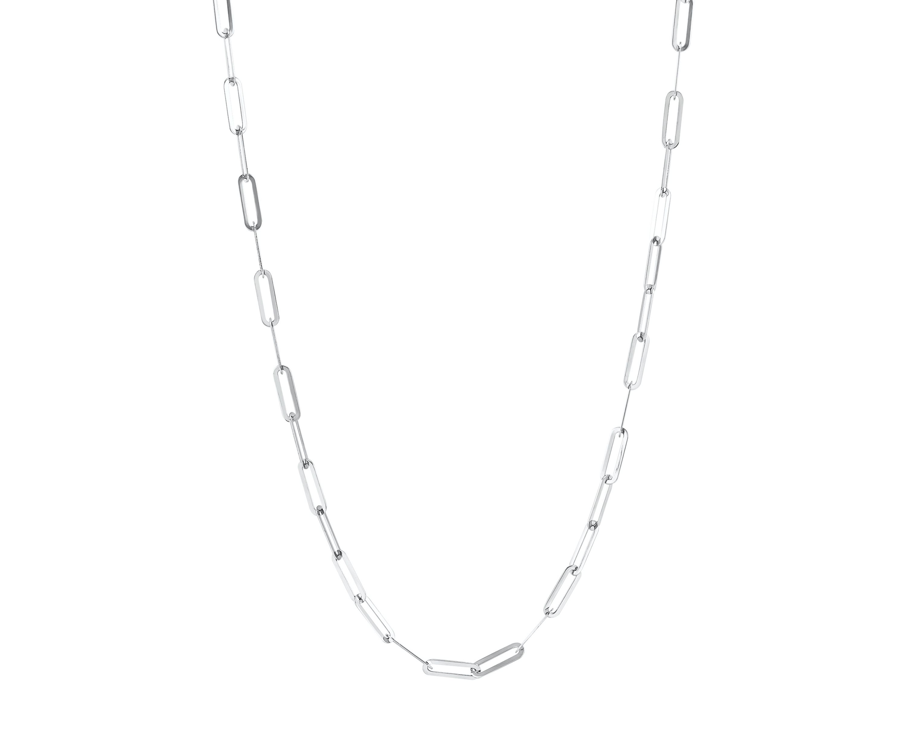 Hollow Paperclip Chain in 10K White Gold