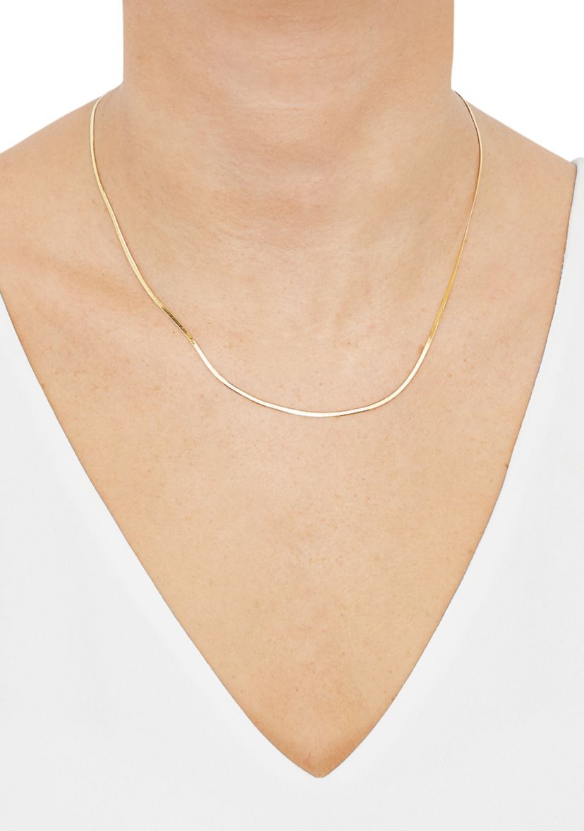 1.5 Millimeter Solid Herringbone Chain in 10K Yellow Gold