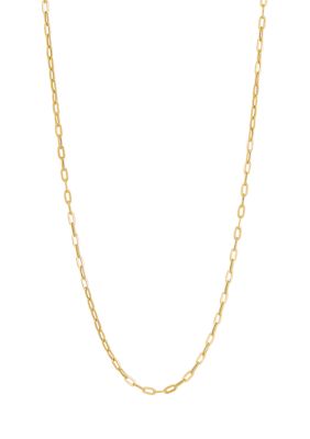 Belk & Co 2.2 Millimeter Hollow Flat Paperclip Chain Necklace in 10K Yellow Gold, 18 in