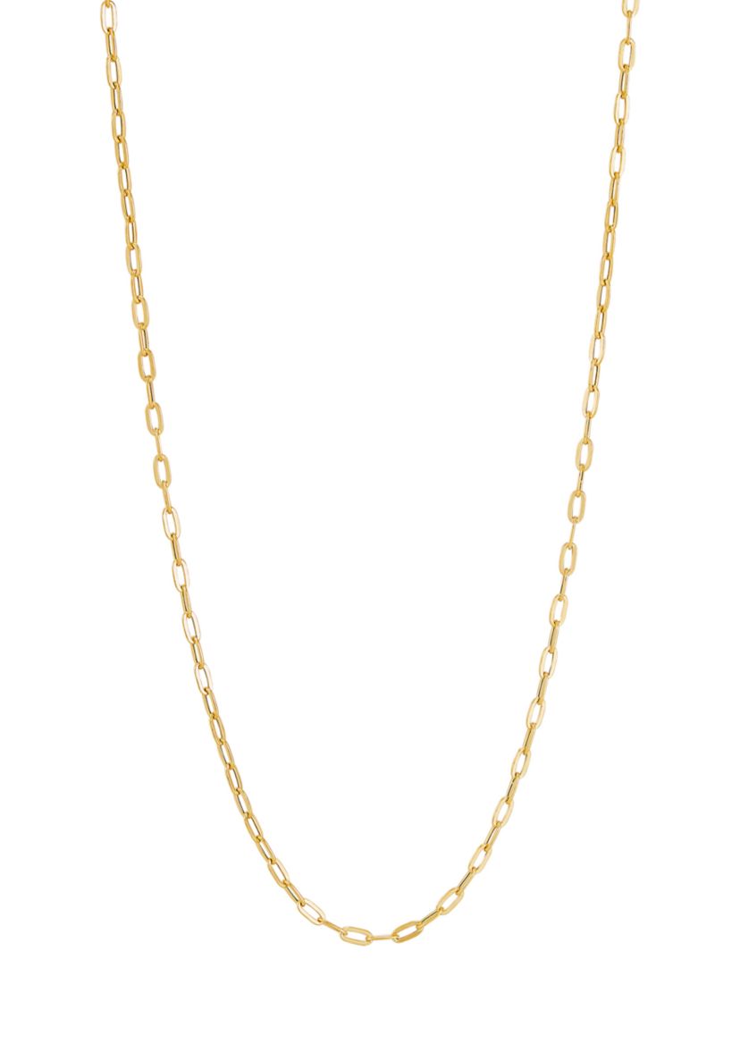 2.2 Millimeter Hollow Flat Paperclip Chain Necklace in 10K Yellow Gold