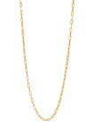 2.2 Millimeter Hollow Flat Paperclip Chain Necklace in 10K Yellow Gold