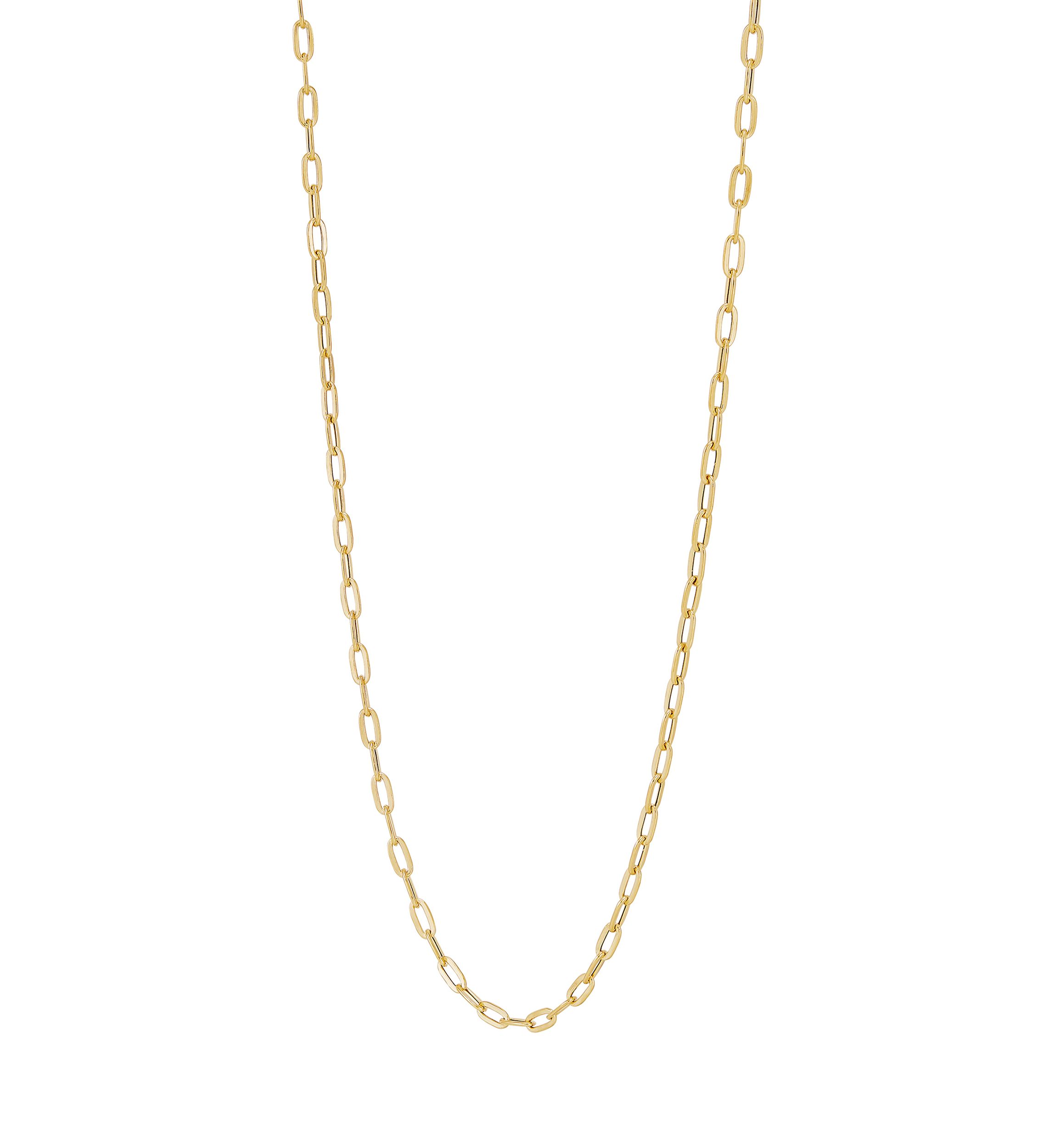 2.2 Millimeter Hollow Flat Paperclip Chain Necklace in 10K Yellow Gold