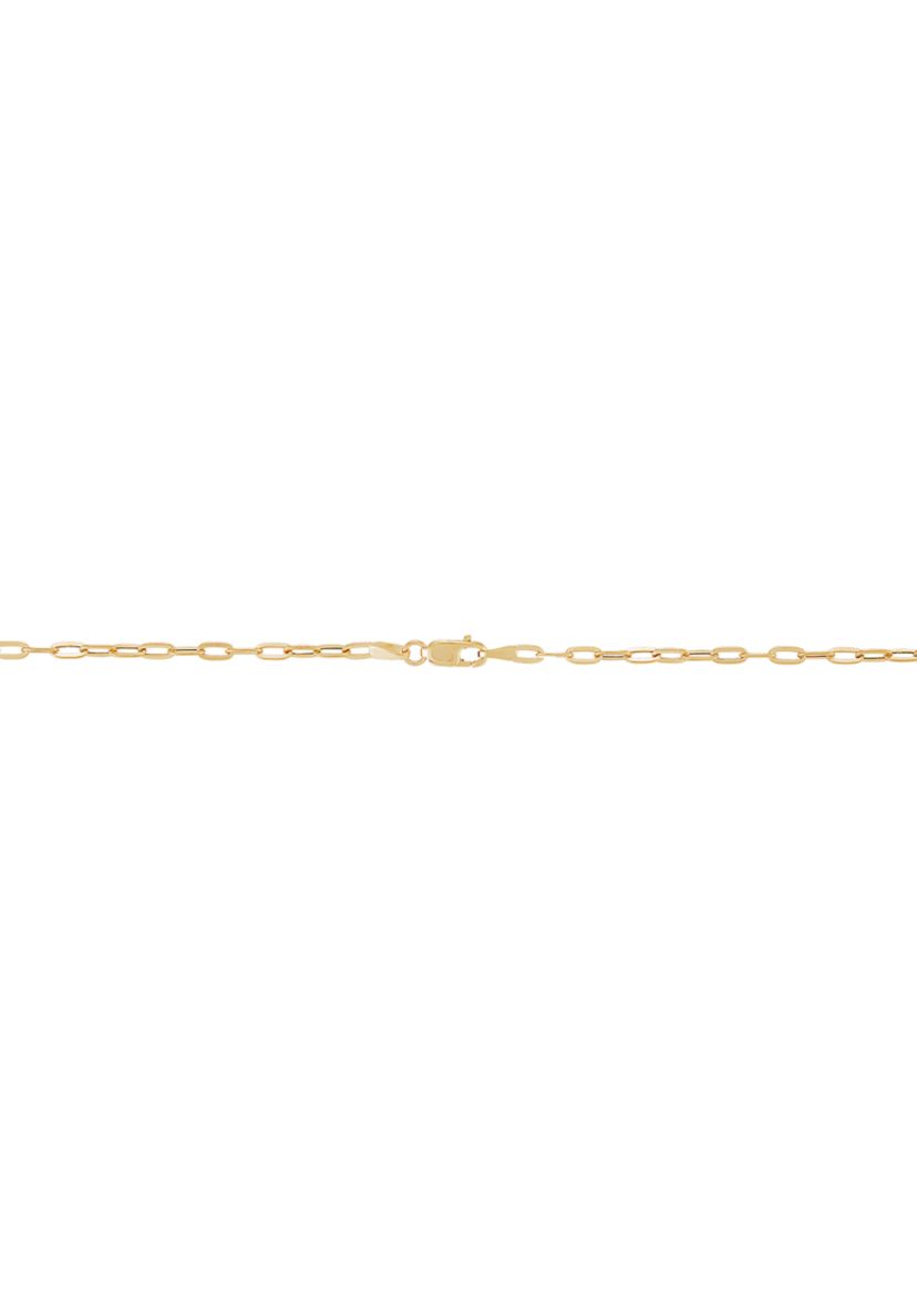 2.2 Millimeter Hollow Flat Paperclip Chain Necklace in 10K Yellow Gold