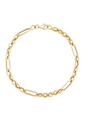 Belk & Co Figaro Design Chain Bracelet in 10K Yellow Gold, 7.25 in