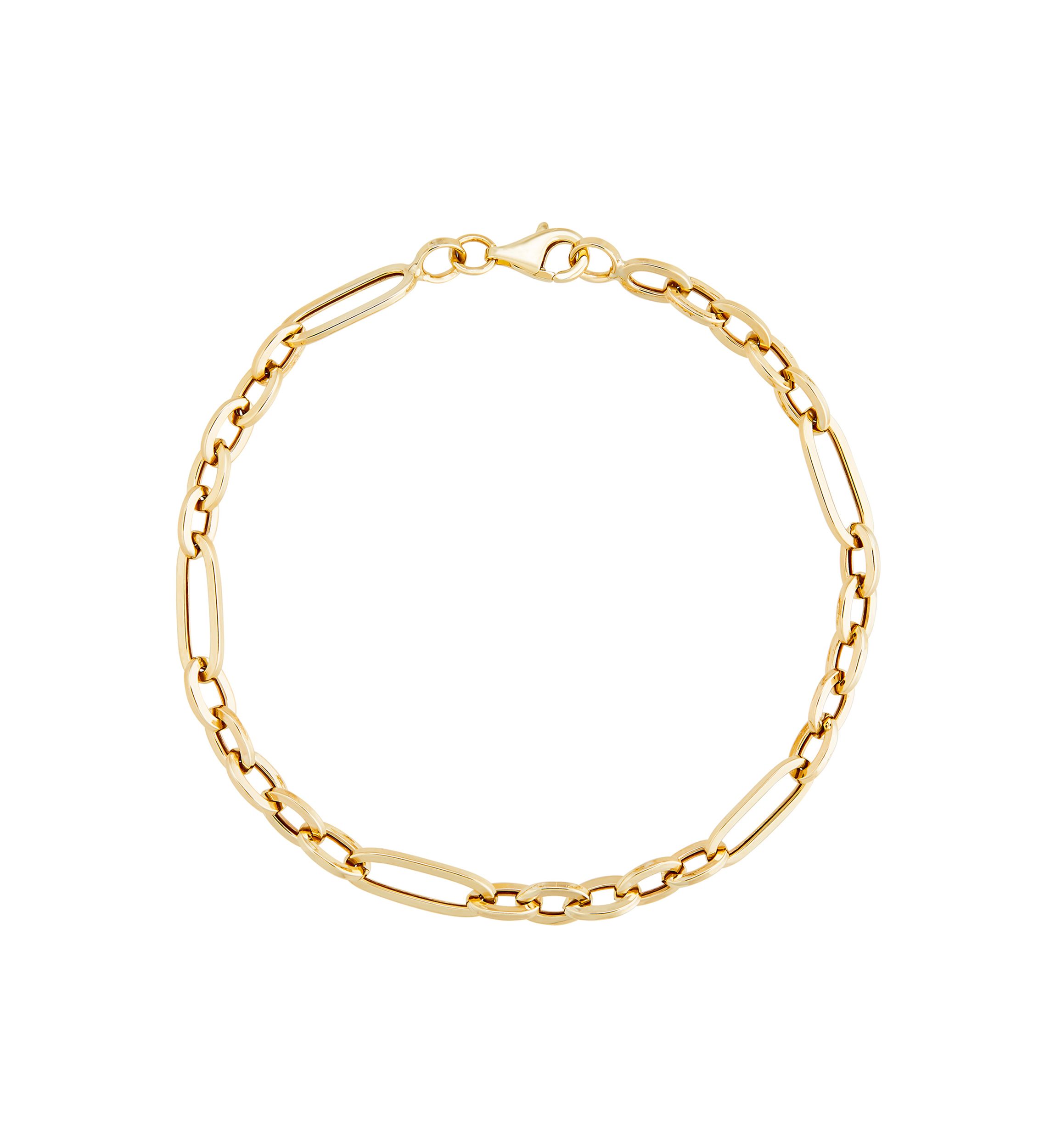 Figaro Design Chain Bracelet in 10K Yellow Gold
