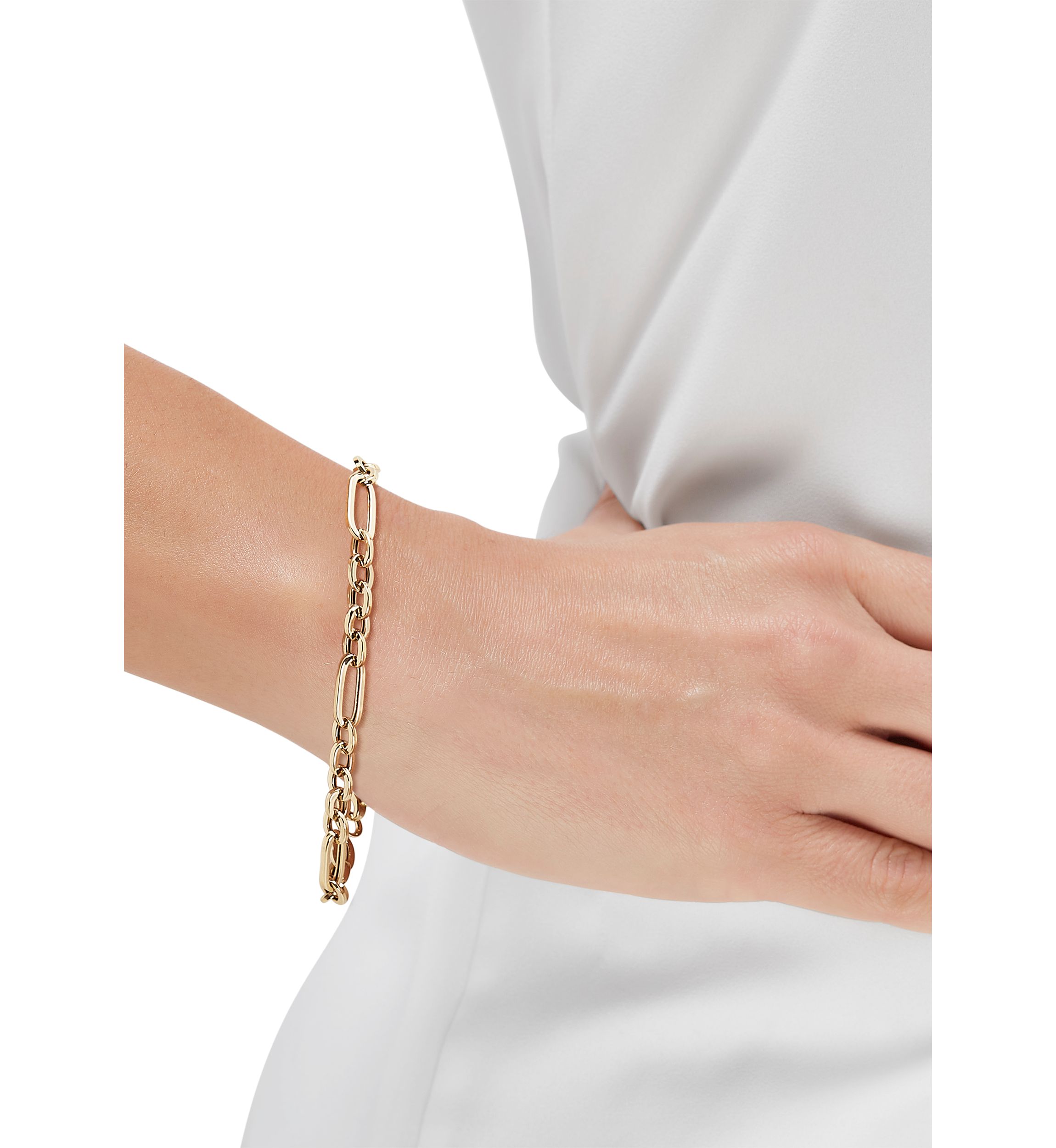 Figaro Design Chain Bracelet in 10K Yellow Gold