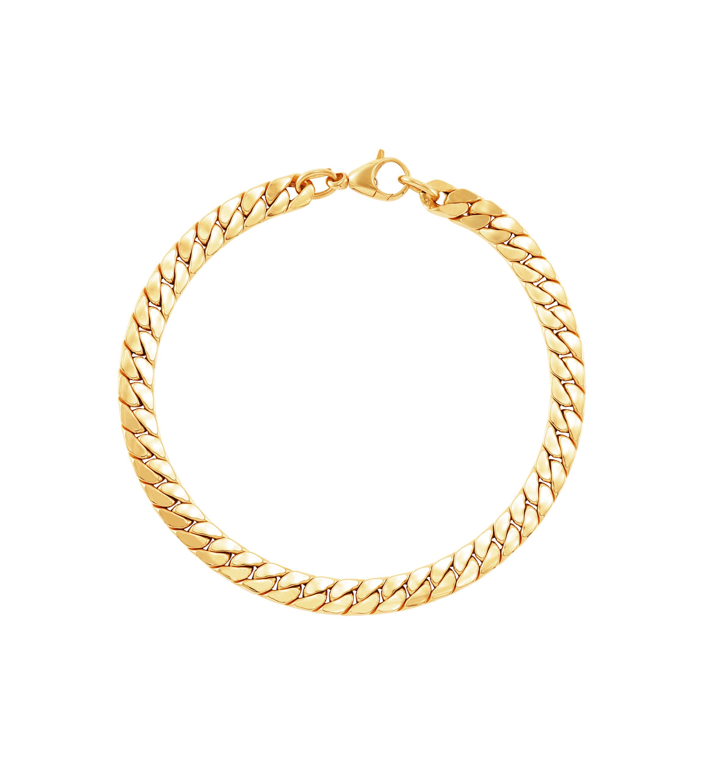 Flat Wire Cuban Chain Bacelet in 10K Yellow Gold