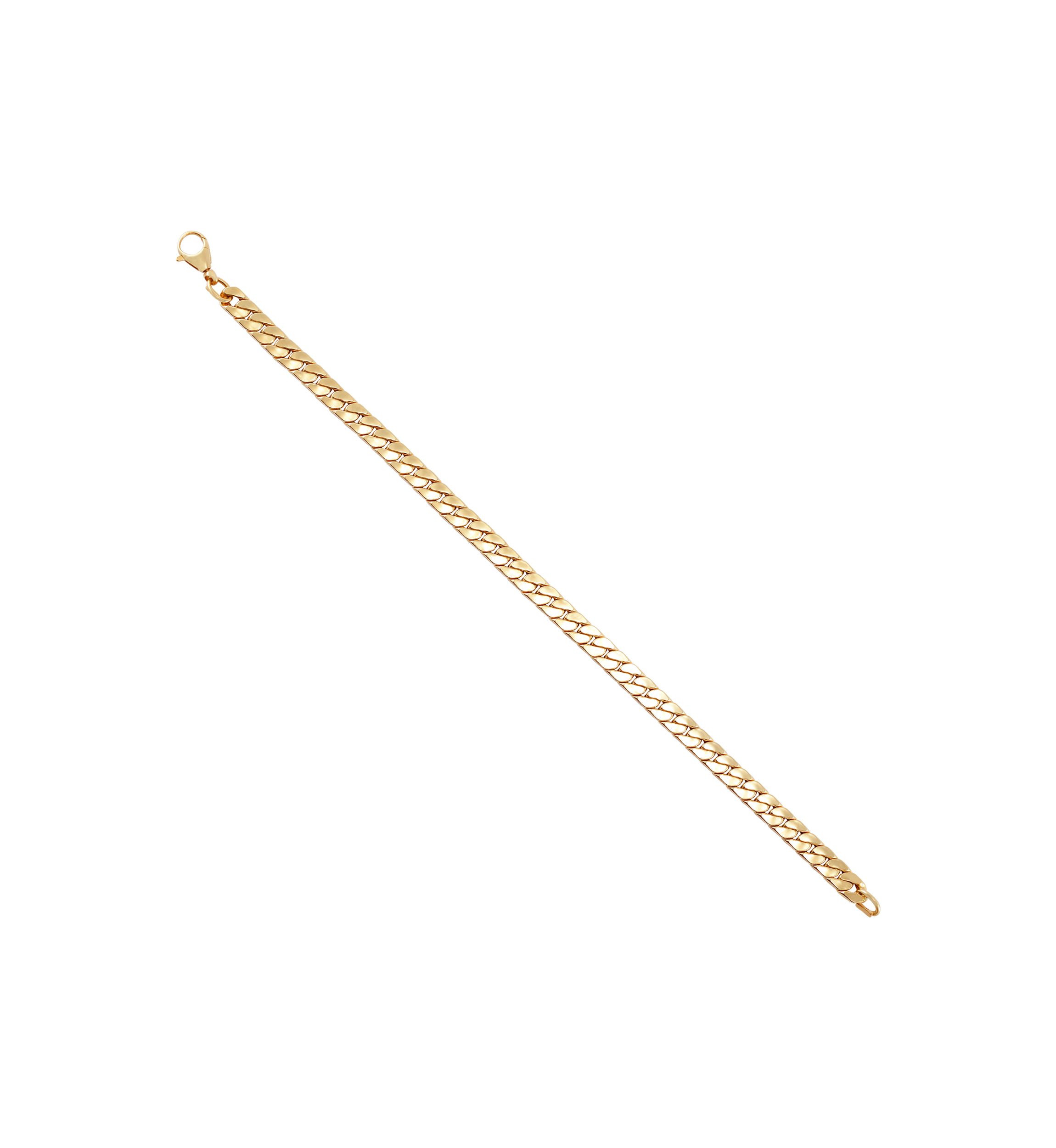 Flat Wire Cuban Chain Bacelet in 10K Yellow Gold